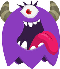 Funny cartoon monster showing tongue. Vector monster illustration