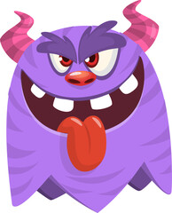 Funny cartoon monster showing tongue. Vector monster illustration