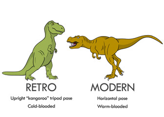 Comparison between old and modern tyrannosaurus' posture