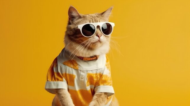 A Cat With Sunglasses Going to a photo shoot. Generative AI