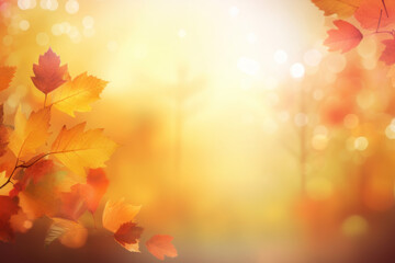Naklejka na ściany i meble Autumn background. Autumn leaves are orange. AI generative.