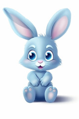 cute little furry bunny in blue 
