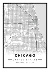 Street map art of Chicago city in USA - United States of America - America - 587322294