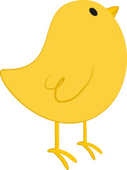 Vector illustration of little yellow chick character in cartoon style. Digital yellow bird icon