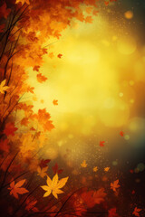 Naklejka na ściany i meble Autumn background. Autumn leaves. Vertical background. AI generative.