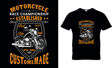 Motorcycle race championship established since steel best quality bike 1999 new york customemade,,
bike t-shirt design,creative t-shirt design.