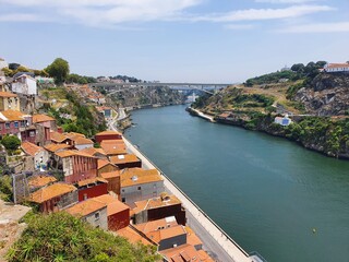 Beautiful view of the Douro river in the city of Porto in Portugal