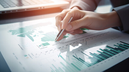Finance and economy. Business Consulting meeting working and brainstorming new business project finance investment concept. Creative. Generative AI.