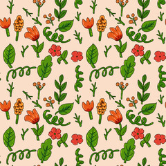seamless pattern botanical cartoon
