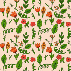 seamless pattern botanical cartoon