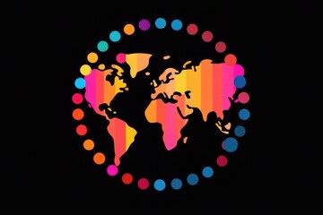Colorful Map Icon Black Background. Generative AI