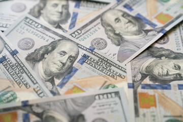 US one hundred dollars bills money close up, business and finance concept
