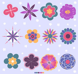 flowers simple shapes cute Sweet pastel tones, illustrations, stickers