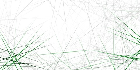Abstract green fractal background with various thin lines. Background of chaotic crossing lines. Web, abstract background of lines. and thorns, needles or rays.