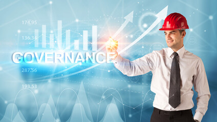 Young Businessman with helmet concept
