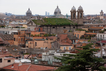 Fototapeta premium Panorama of the old city of Rome. Selective focus