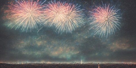 fireworks in the night sky, Generative AI