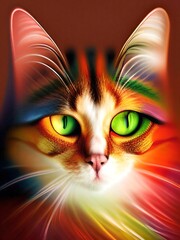 Close-up of an orange kitten with black stripes and green eyes. Generative, AI, Generative AI illustration.
