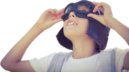 Cheerful boy with flying goggles © vectorfusionart