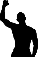 Silhouette athlete with arm raised 