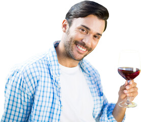Smiling man with red wine