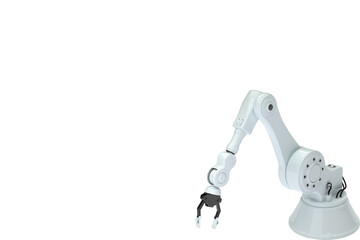 Robotic hand with claw against white screen 