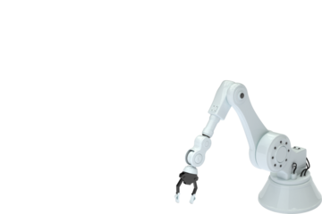 Robotic hand with claw against white screen 