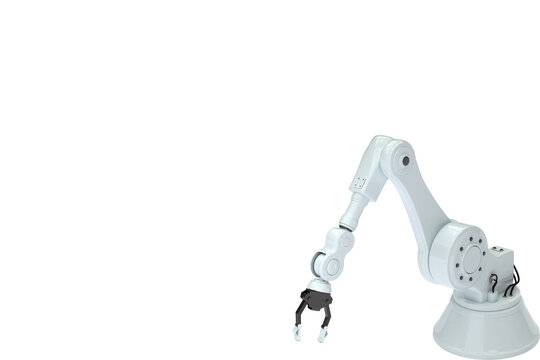 Robotic hand with claw against white screen 