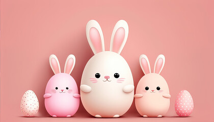 Obraz premium Easter bunny and bunny on a pink background