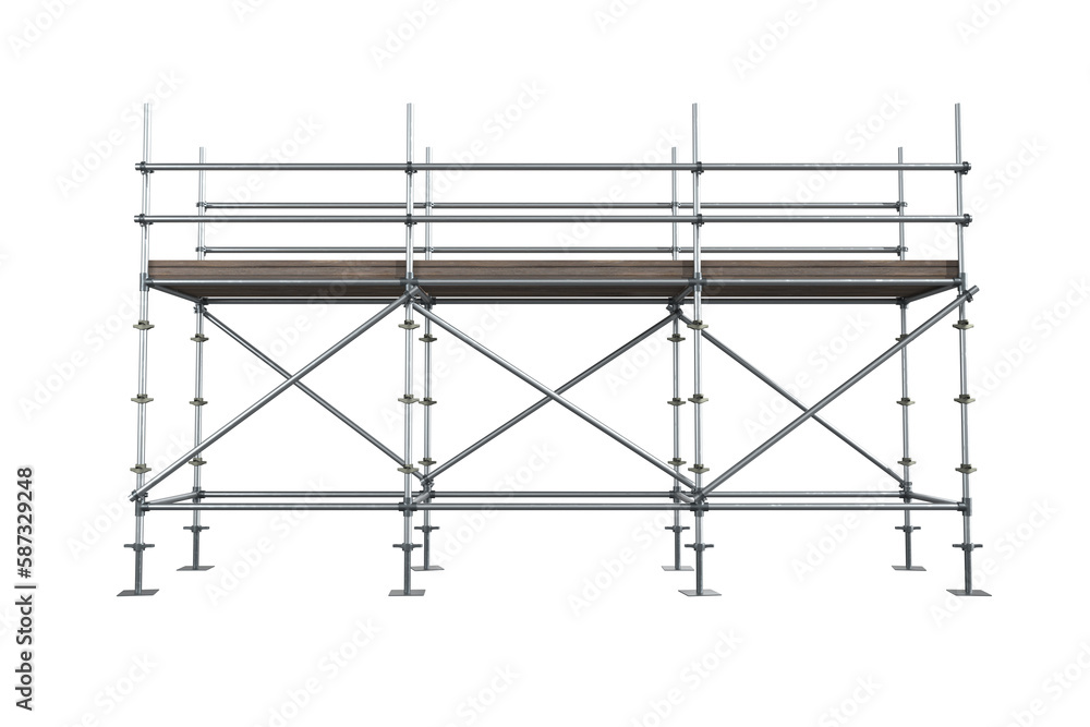 Poster 3d image of gray scaffolding with cross shapes