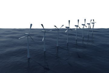 Digital composite image of wind turbines