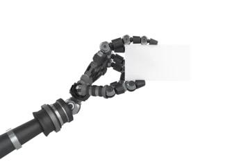 Gordijnen Cropped image of metallic robotic hand © vectorfusionart