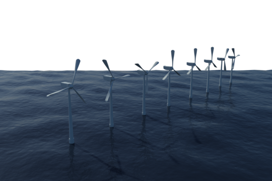 Digital composite image of wind turbines - Powered by Adobe