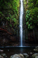 Fototapeta na wymiar 25 Fontes Waterfall and springs in Rabacal, Medeira island of Portugal