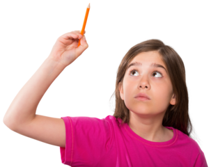 Cute pupil writing with pencil