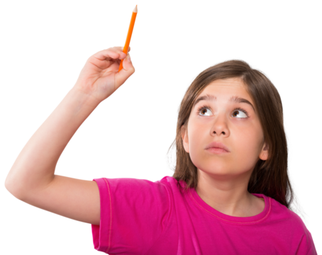 Cute pupil writing with pencil