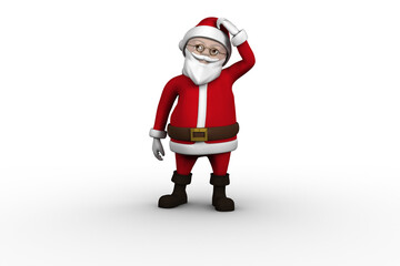 Cartoon santa scratching his head