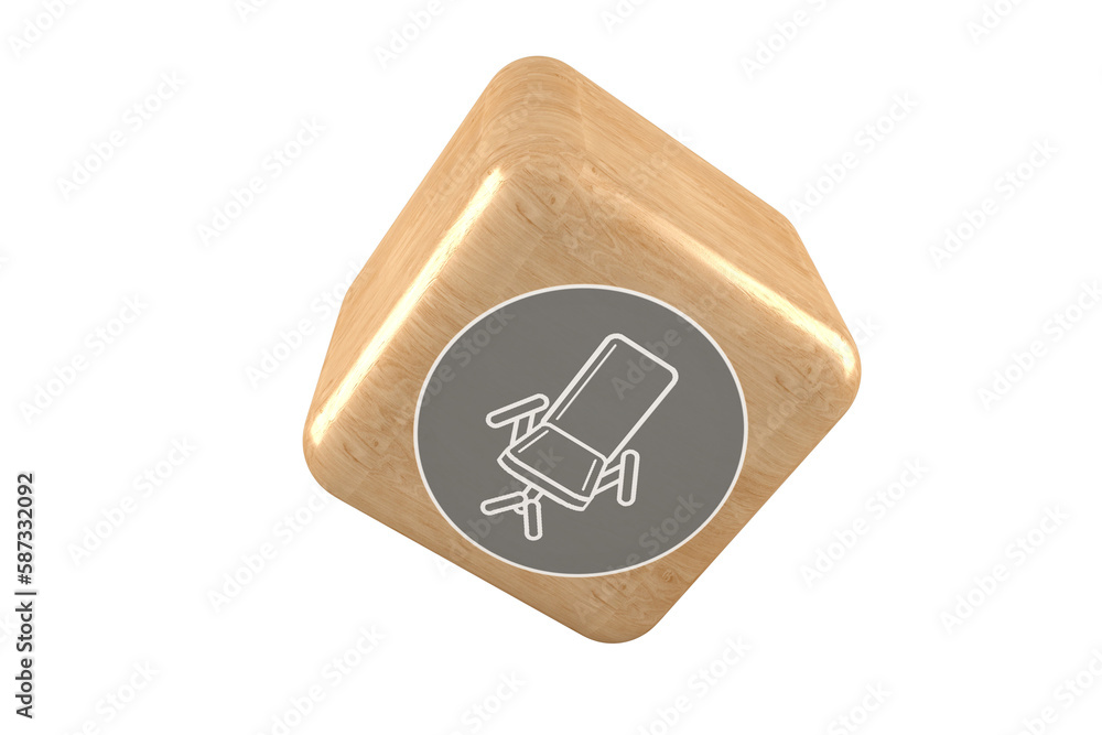 Poster tilt image of office chair symbol on computer generated cube