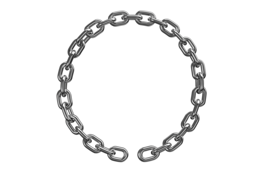 Close up 3d image of broken round chain