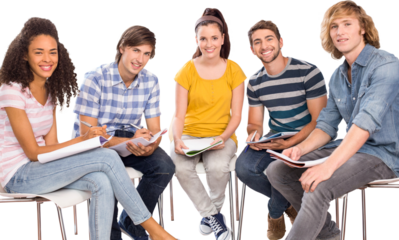 College students doing homework