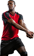 Sportsman posing while playing volleyball