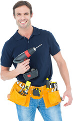 Carpenter holding portable drill machine