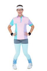 Geeky hipster posing in sportswear 