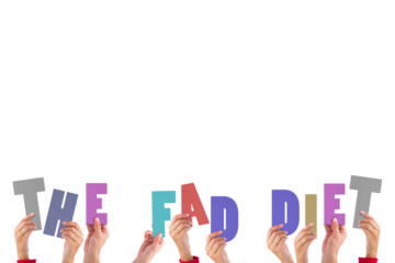 Hands holding up the fad diet