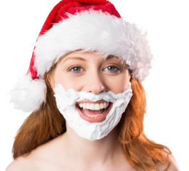 Festive redhead in foam beard