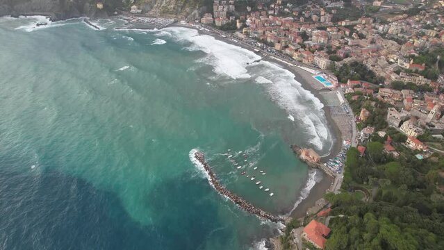 Aerial video over Italy, Liguria, Province of La Spezia, Levante