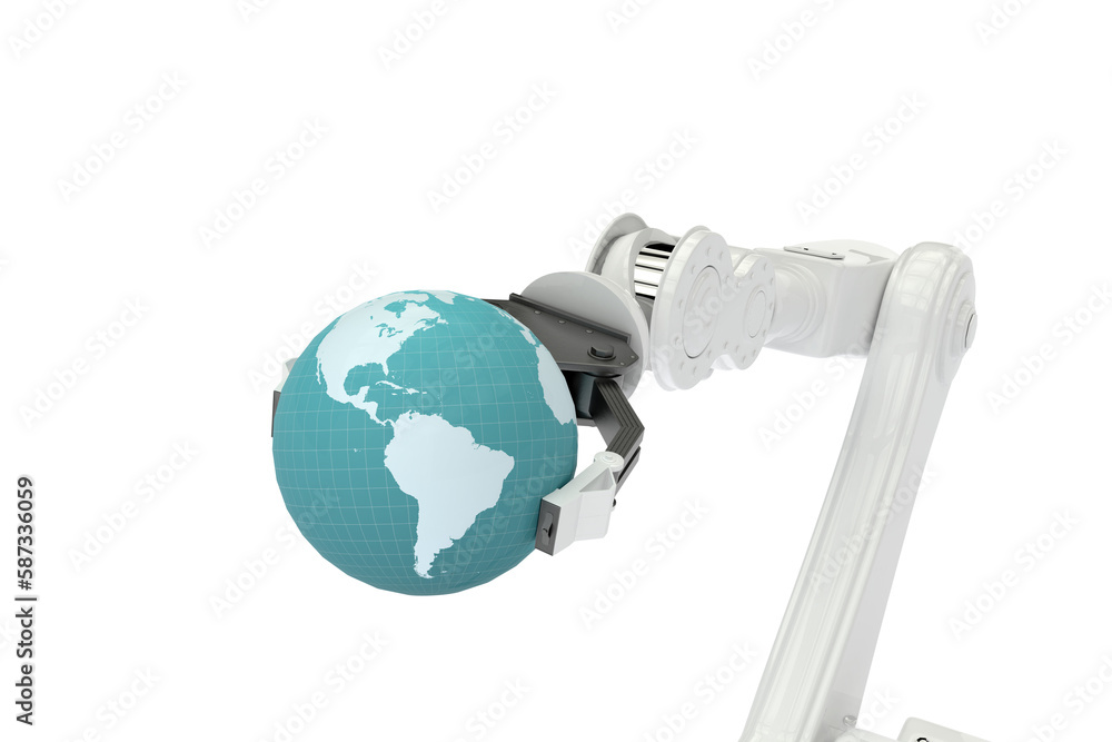 Poster vector image of machine holding globe