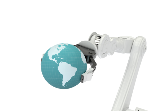 Vector image of machine holding globe
