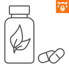 Supplements line icon, outline style icon for web site or mobile app, nutrition and tablet, vitamin vector illustration, vector graphics with editable strokes.
