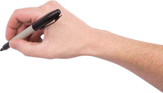 Hand holfing black felt tip pen
